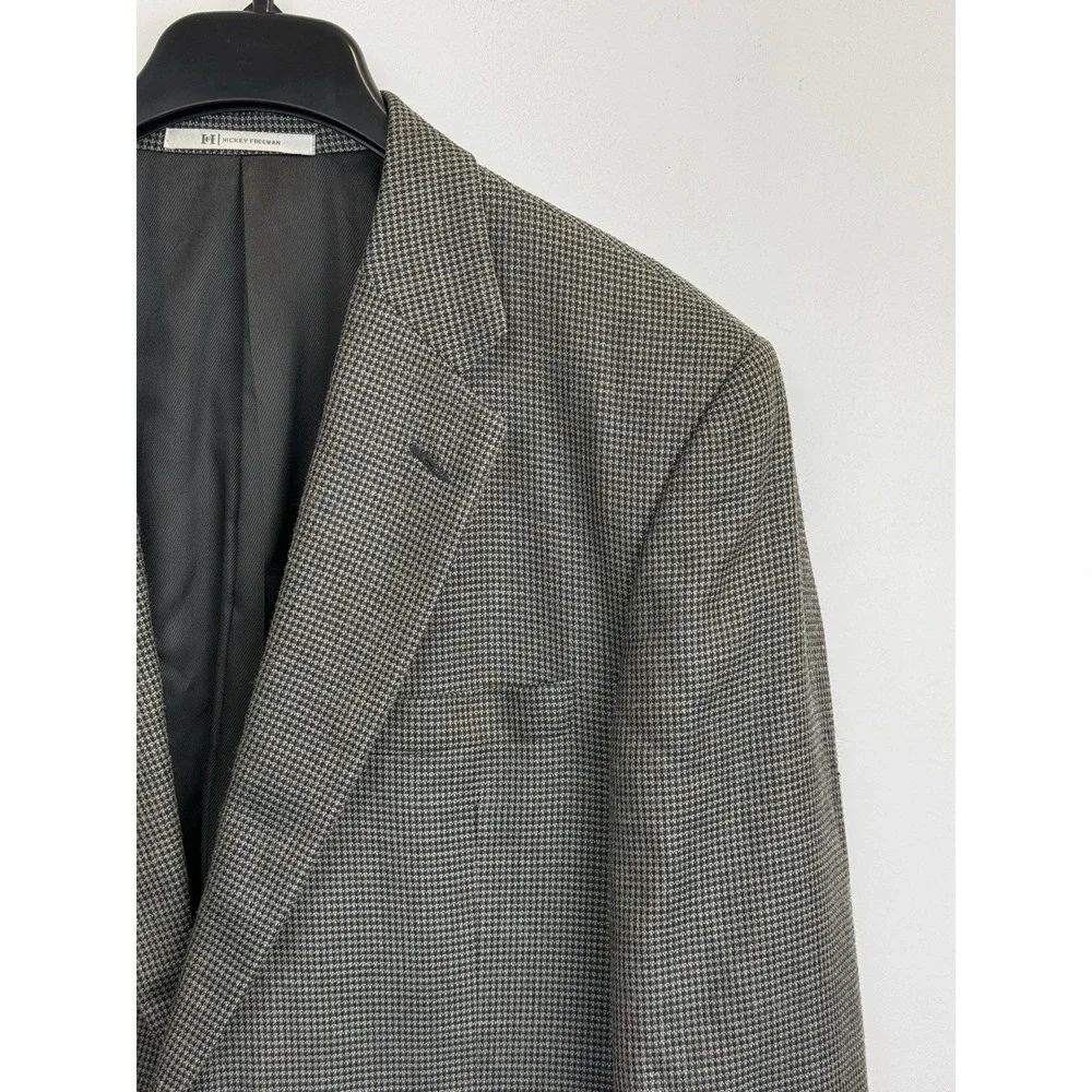 HICKEY‎ FREEMAN Grey/Brown Worsted Wool Mens 44L Blazer Sport Coat Jacket
